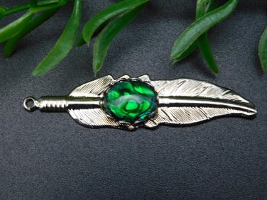 ABALONE STONE FEATHER PENDANT ROCK STONE LAPIDARY SPECIMEN