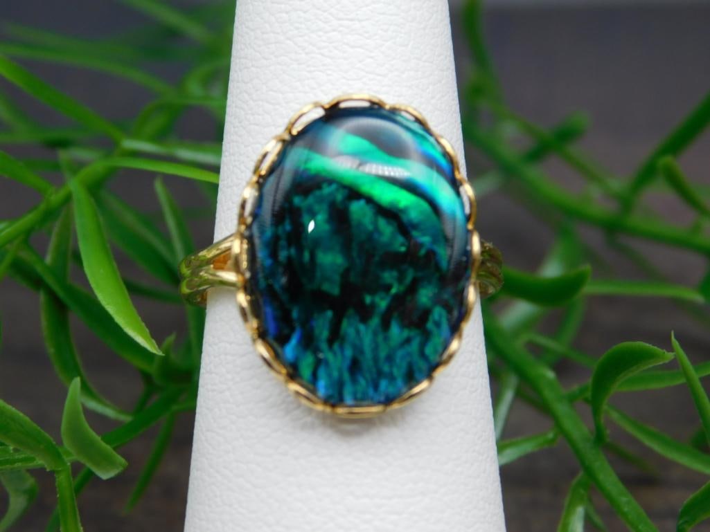 ABALONE STONE RING ROCK STONE LAPIDARY SPECIMEN: ABALONE STONE RING ROCK STONE LAPIDARY SPECIMEN