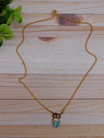 STONE OWL PENDANT ON CHAIN NECKLACE ROCK STONE LAPIDARY SPECIMEN