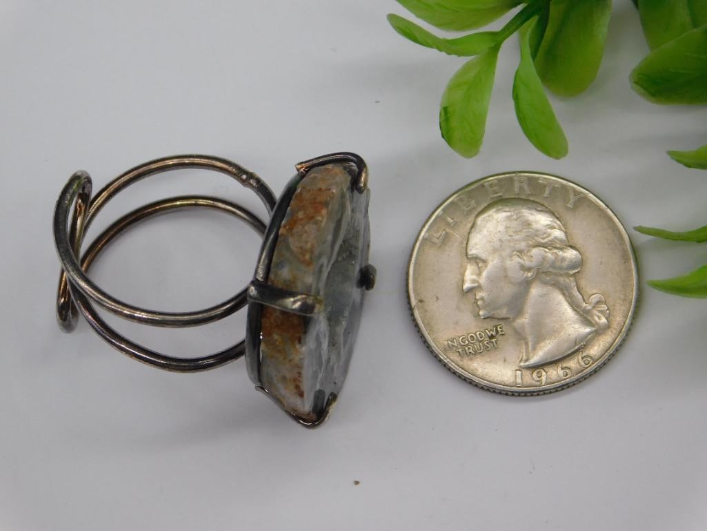 Ring with Geode Slice Centerpiece - 2