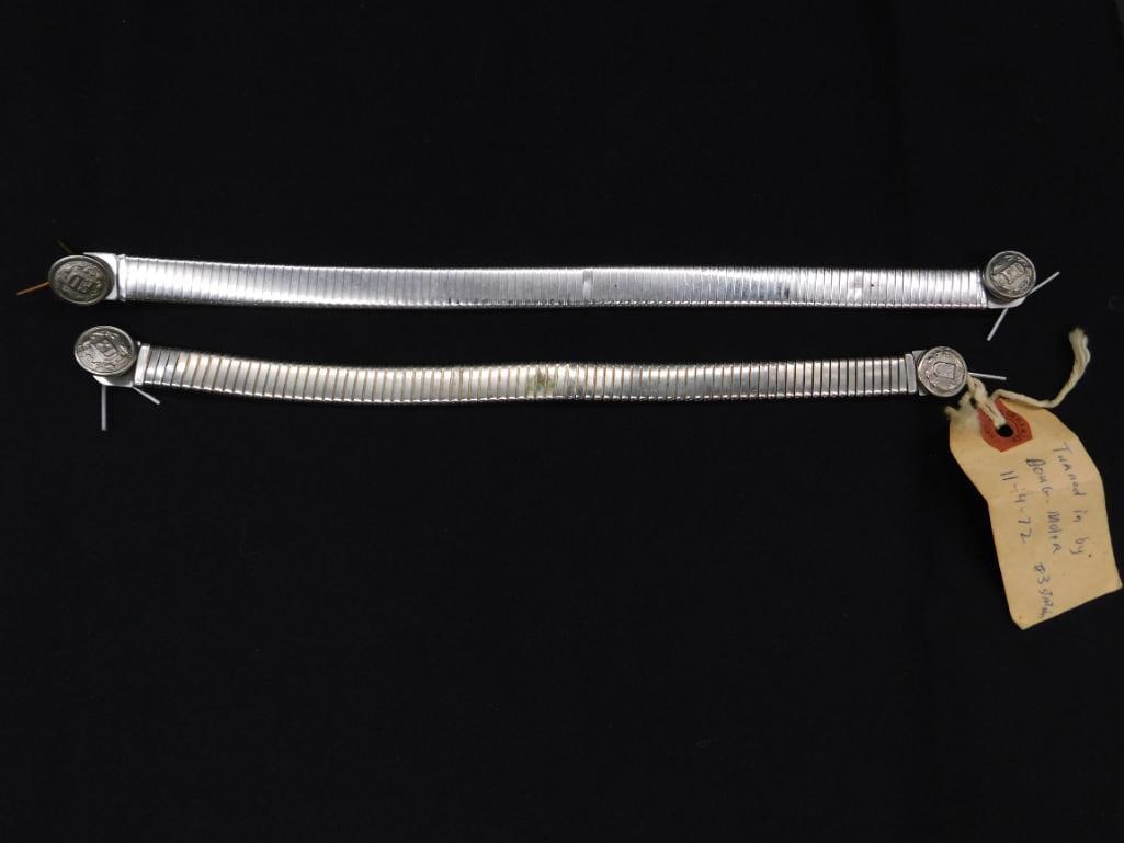 Two Silver Metal Bands with Decorative Ends: Two Silver Metal Bands with Decorative Ends