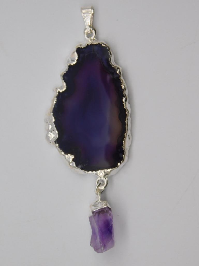 AGATE SLICE PENDANT ROCK STONE LAPIDARY SPECIMEN: AGATE SLICE PENDANT ROCK STONE LAPIDARY SPECIMEN