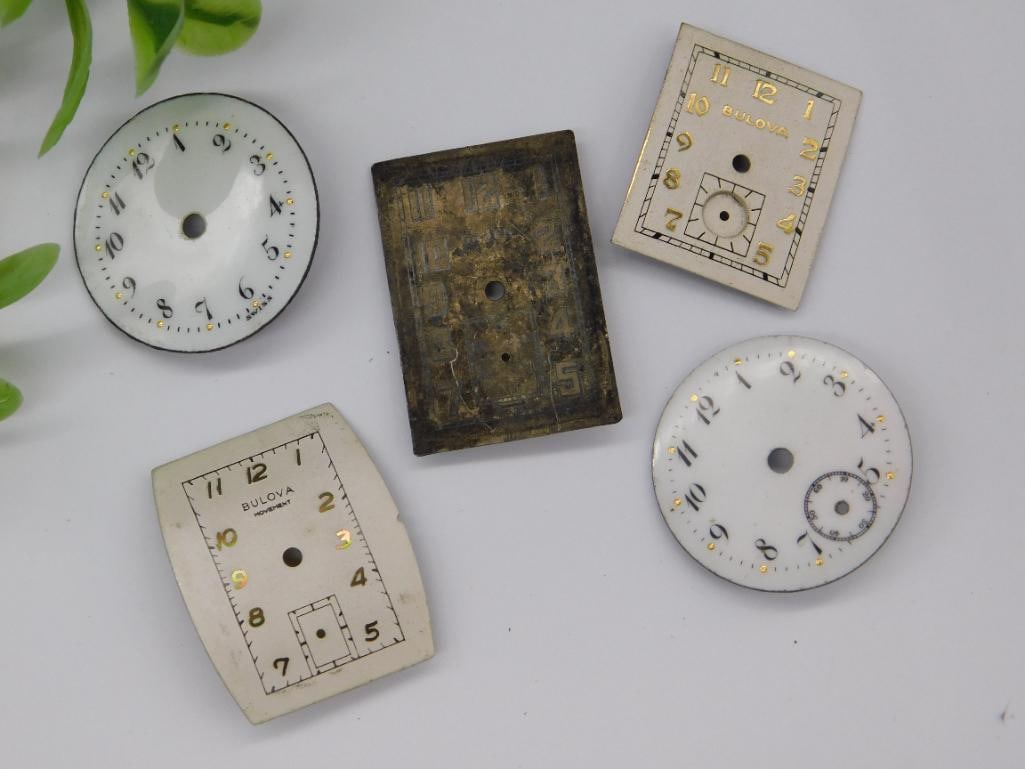 Vintage Watch Faces and One Brass Backplate Watchmaking Watchmaker Tools (1 of 2)