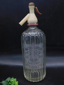 RARE WATERS AND ROBSON VINTAGE GLASS SELTZER SODA BOTTLE SIPHON WATER MINERAL MID-CENTURY ANTIQUE
