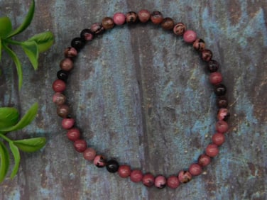 Rhodonite Gemstone Bead Stretch Bracelet
