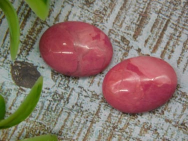 Pair of Oval Pink Polished Stone Cabochons