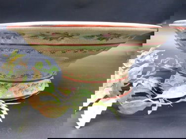 Decorative Ceramic Pedestal Dish with Floral Motif