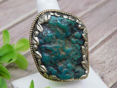 ADJUSTABLE TURQUOISE RING ROCK STONE LAPIDARY SPECIMEN