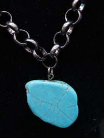 GENUINE STONE PENDANT ON GUNMETAL CHAIN