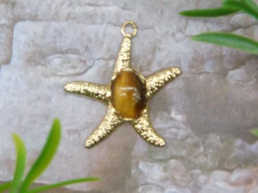 TIGERS EYE STARFISH PENDANT ROCK STONE LAPIDARY SPECIMEN
