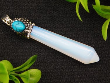 OPALITE AND TURQUOISE PENDANT ROCK STONE LAPIDARY SPECIMEN