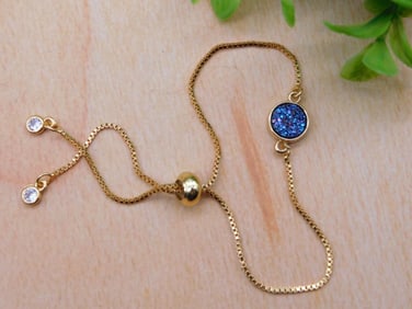 DRUZY QUARTZ ADJUSTABLE BRACELET ROCK STONE LAPIDARY SPECIMEN