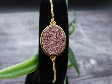 DRUZY QUARTZ ADJUSTABLE BRACELET ROCK STONE LAPIDARY SPECIMEN