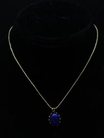 GENUINE STONE PENDANT ON CHAIN NECKLACE VINTAGE ANTIQUE