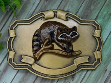RACCOON BELT BUCKLE VINTAGE ANTIQUE