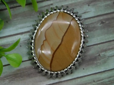 JASPER BROOCH ROCK STONE LAPIDARY SPECIMEN