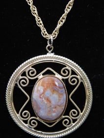 GENUINE STONE PENDANT ON CHAIN NECKLACE ROCK STONE LAPIDARY SPECIMEN