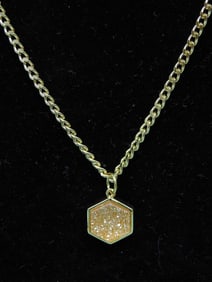 DRUZY QUARTZ PENDANT ON CHAIN NECKLACE ROCK STONE LAPIDARY SPECIMEN