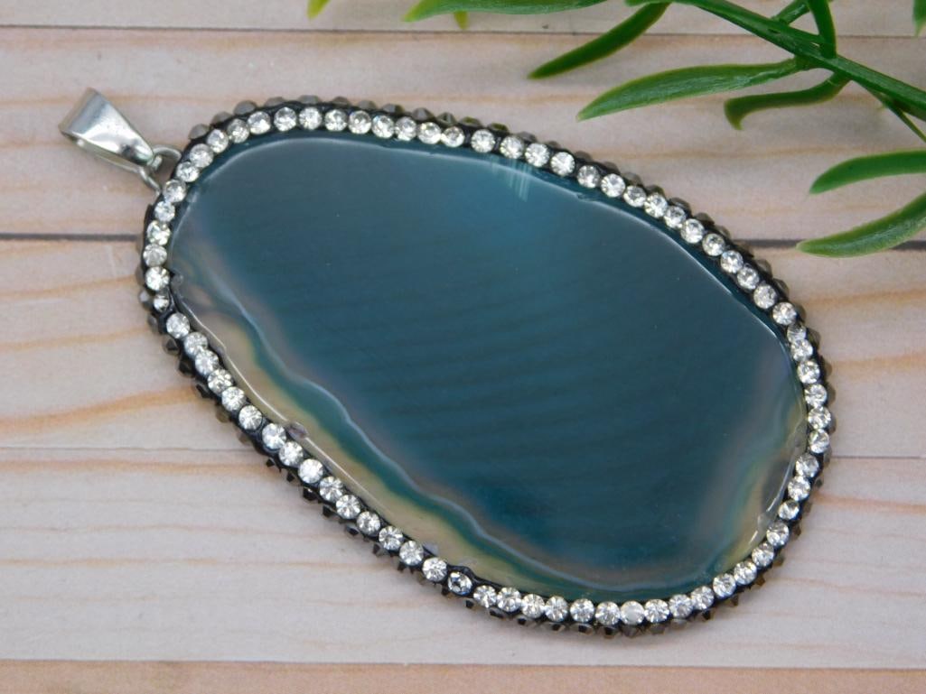 AGATE SLICE PENDANT ROCK STONE LAPIDARY SPECIMEN (1 of 2)