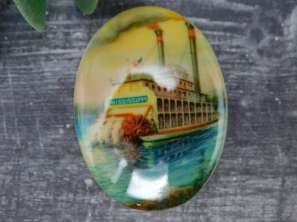 STEAM BOAT CABOCHON ROCK STONE LAPIDARY SPECIMEN: STEAM BOAT CABOCHON ROCK STONE LAPIDARY SPECIMEN