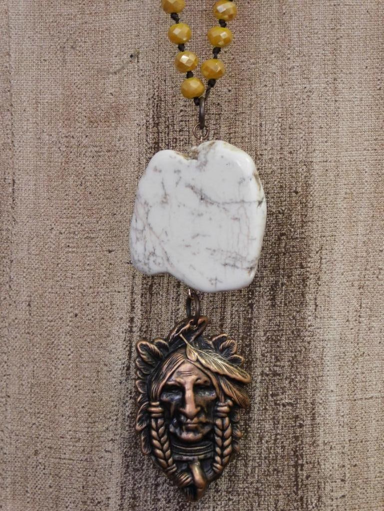 HATMAN ORIGINAL COPPER CHIEF AND SPARKLE BEAD NECKLACE: HATMAN ORIGINAL COPPER CHIEF AND SPARKLE BEAD NECKLACE