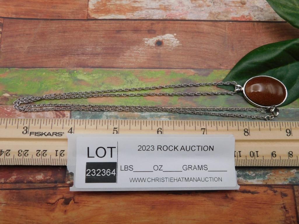 GOLDSTONE PENDANT NECKLACE ROCK STONE LAPIDARY SPECIMEN: GOLDSTONE PENDANT NECKLACE ROCK STONE LAPIDARY SPECIMEN