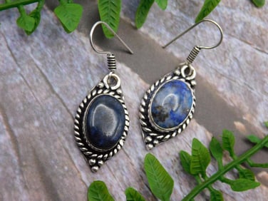 SODALITE EARRINGS ROCK STONE LAPIDARY SPECIMEN