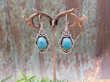 TURQUOISE EARRINGS ROCK STONE LAPIDARY SPECIMEN