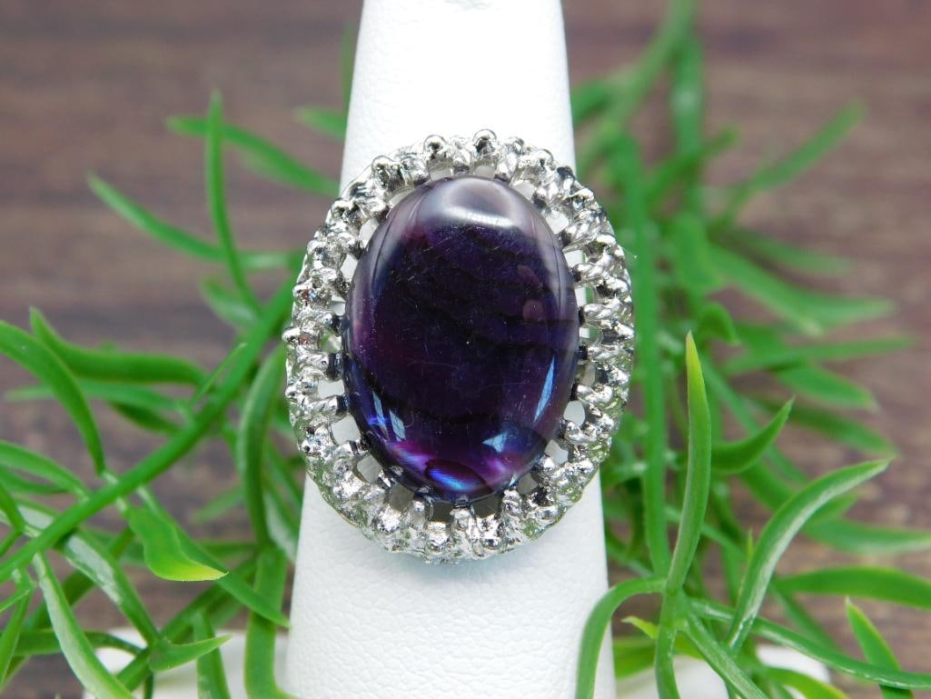 ABALONE STONE RING ROCK STONE LAPIDARY SPECIMEN: ABALONE STONE RING ROCK STONE LAPIDARY SPECIMEN