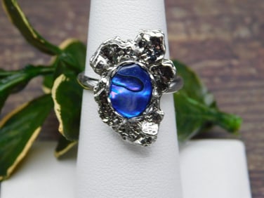 ABALONE STONE RING ROCK STONE LAPIDARY SPECIMEN