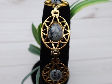 SNOWFLAKE OBSIDIAN BRACELET ROCK STONE LAPIDARY SPECIMEN