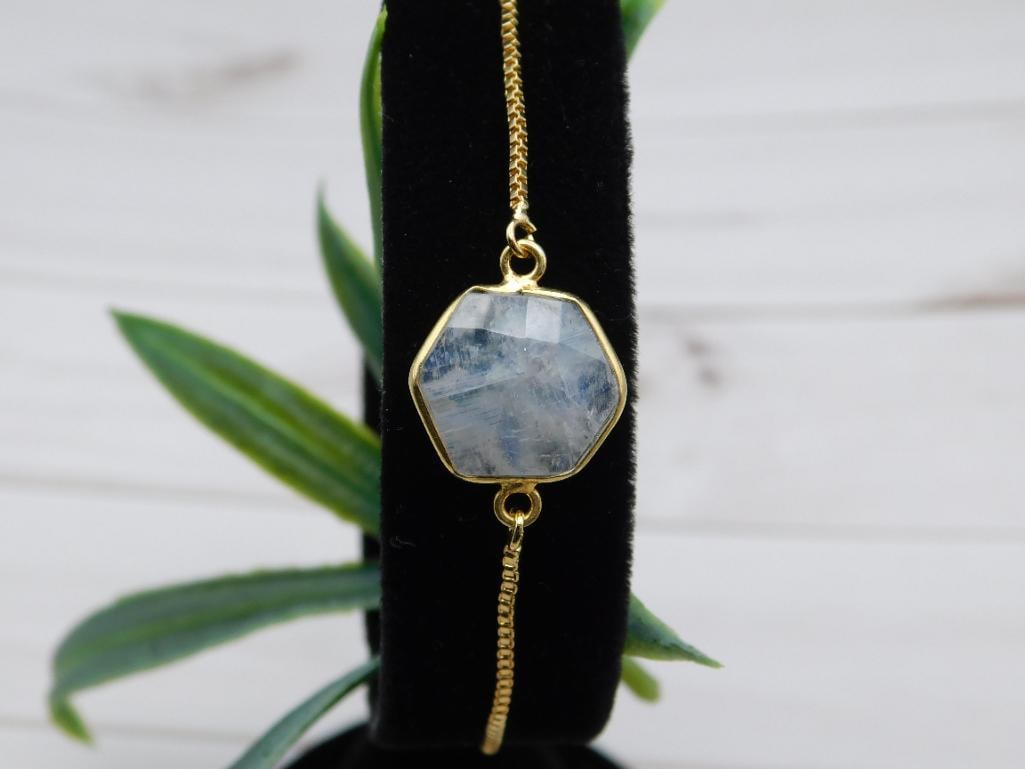 LABRADORITE ADJUSTABLE BRACELET ROCK STONE LAPIDARY SPECIMEN: LABRADORITE ADJUSTABLE BRACELET ROCK STONE LAPIDARY SPECIMEN