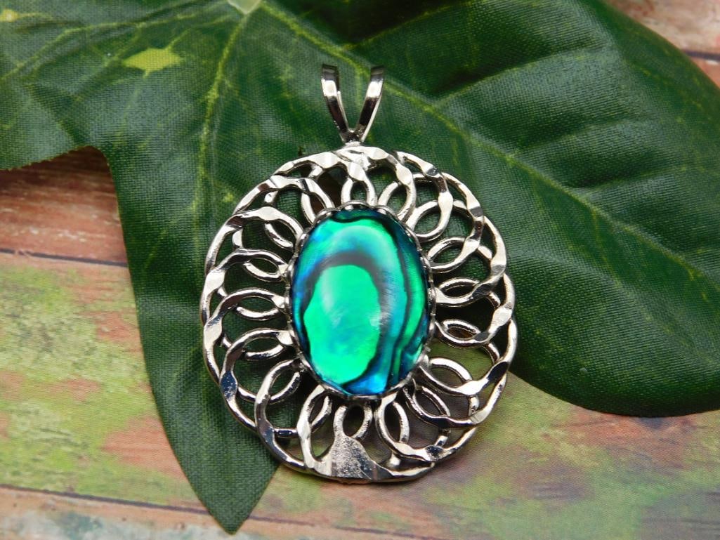 ABALONE STONE PENDANT ROCK STONE LAPIDARY SPECIMEN: ABALONE STONE PENDANT ROCK STONE LAPIDARY SPECIMEN