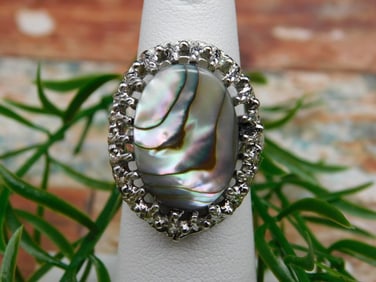 ABALONE STONE RING ROCK STONE LAPIDARY SPECIMEN