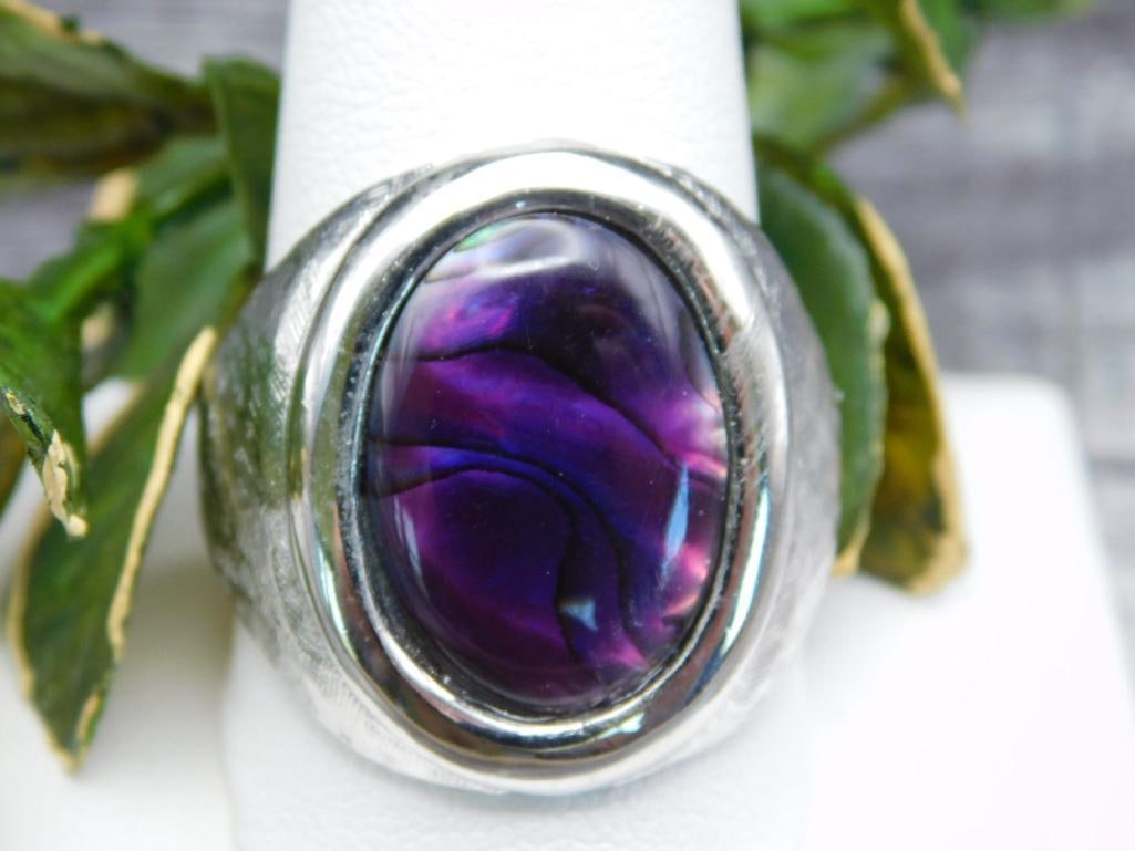 ABALONE STONE RING ROCK STONE LAPIDARY SPECIMEN: ABALONE STONE RING ROCK STONE LAPIDARY SPECIMEN