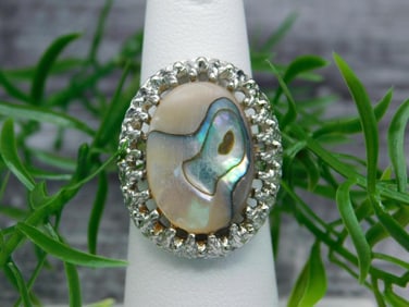 ABALONE STONE RING ROCK STONE LAPIDARY SPECIMEN
