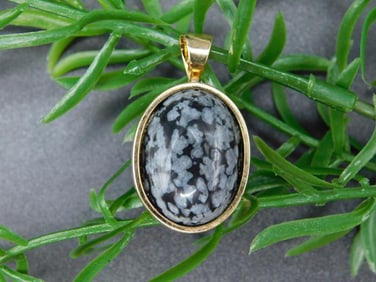 SNOWFLAKE OBSIDIAN PENDANT ROCK STONE LAPIDARY SPECIMEN