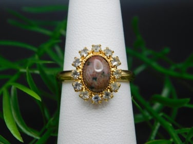 RHODONITE AND GENUINE STONE RING ROCK STONE LAPIDARY SPECIMEN