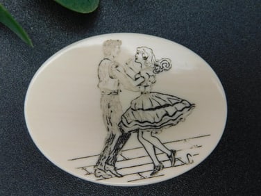 SCRIMSHAW CABOCHON ROCK STONE LAPIDARY SPECIMEN