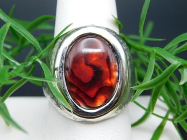 ABALONE STONE RING ROCK STONE LAPIDARY SPECIMEN