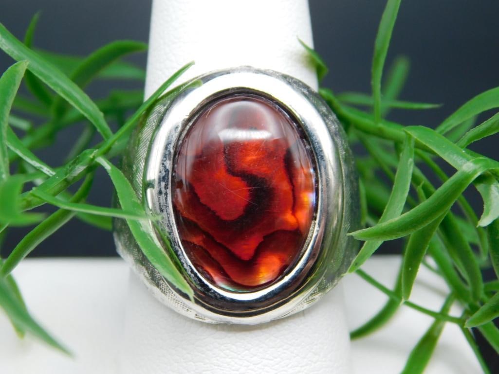 ABALONE STONE RING ROCK STONE LAPIDARY SPECIMEN: ABALONE STONE RING ROCK STONE LAPIDARY SPECIMEN