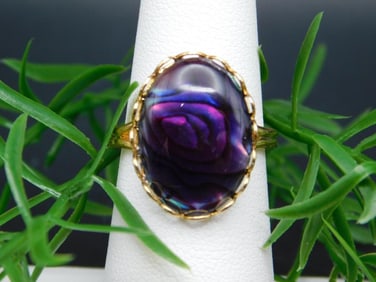 ABALONE STONE RING ROCK STONE LAPIDARY SPECIMEN