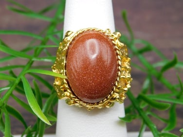 GOLDSTONE RING ROCK STONE LAPIDARY SPECIMEN