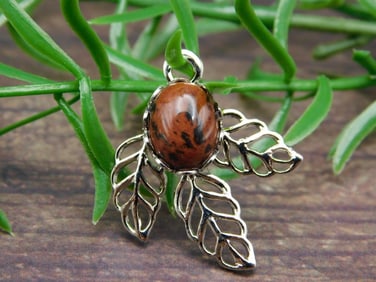 MAHOGANY OBSIDIAN LEAF PENDANT ROCK STONE LAPIDARY SPECIMEN