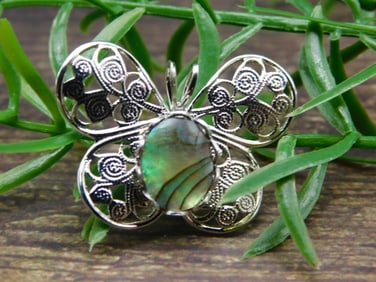 ABALONE STONE BUTTERFLY PENDANT ROCK STONE LAPIDARY SPECIMEN