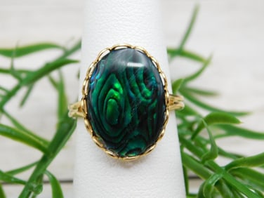 ABALONE STONE RING ROCK STONE LAPIDARY SPECIMEN