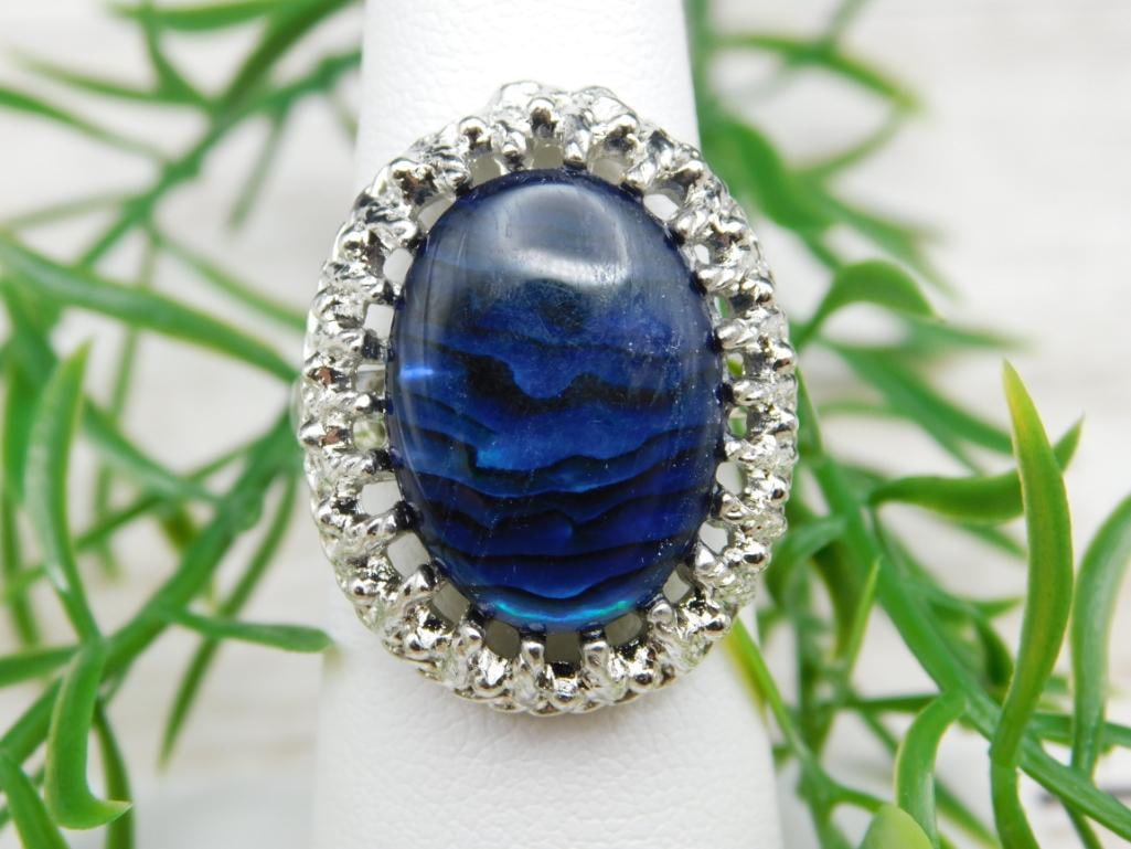 ABALONE STONE RING ROCK STONE LAPIDARY SPECIMEN: ABALONE STONE RING ROCK STONE LAPIDARY SPECIMEN