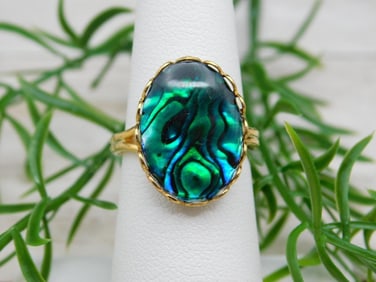 ABALONE STONE RING ROCK STONE LAPIDARY SPECIMEN