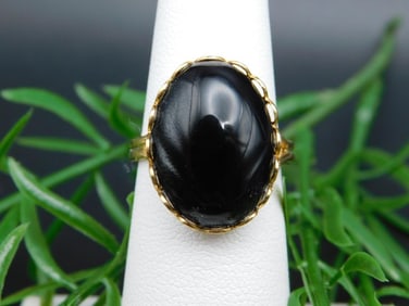 OBSIDIAN RING ROCK STONE LAPIDARY SPECIMEN