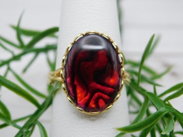 ABALONE STONE RING ROCK STONE LAPIDARY SPECIMEN